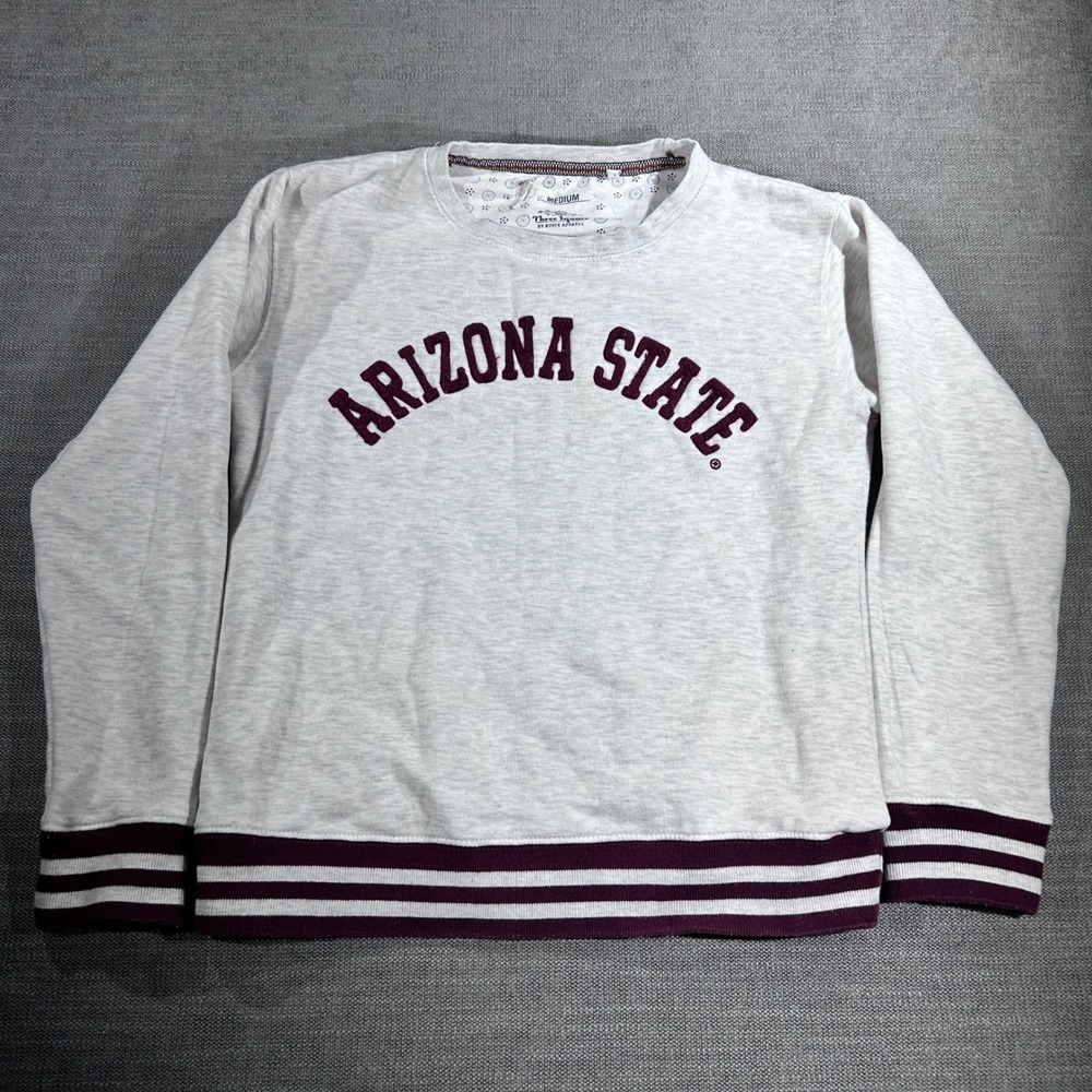 Three Square Arizona State Sweatshirt Mens Medium Gray Maroon Good Collegiate